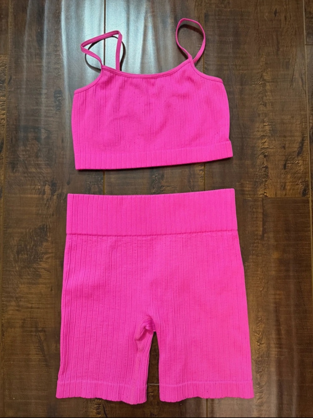 art class Hot Pink Ribbed Bike Short Set